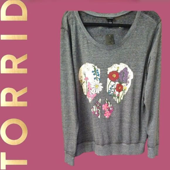 Torrid Plus Size Floral Broken Heart Sweater/Top. - Picture 1 of 11